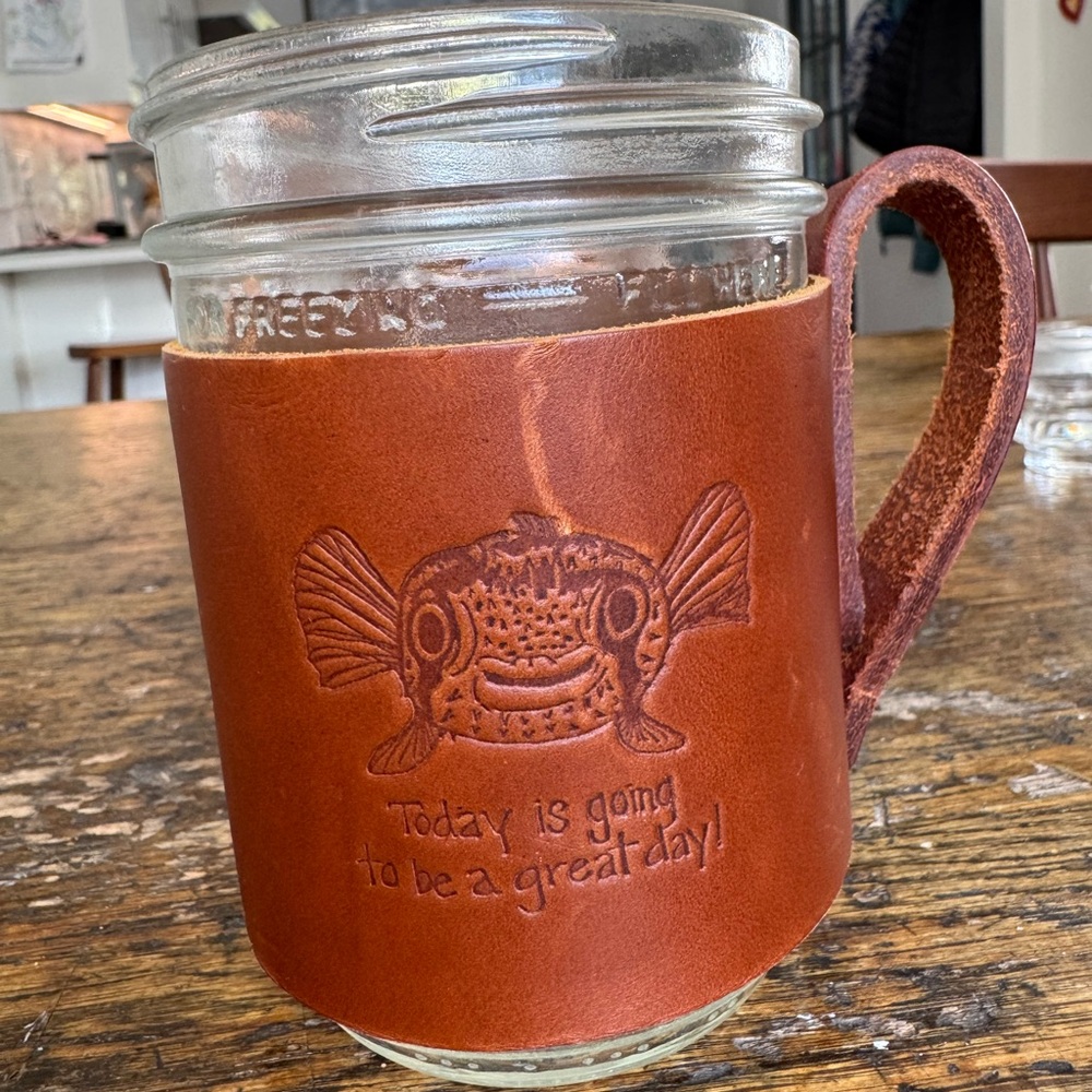 Brown Leather Holder for Ball Jar